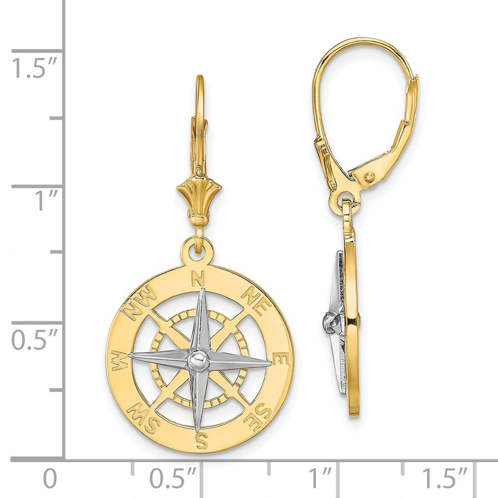 Gold Nautical Compass Leverback Earrings - Model TF1857 - Charlie & Co. Jewelry