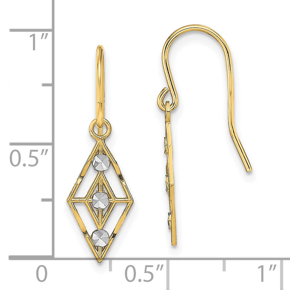 Gold Diamond-cut Small Diamond Shape Wire Earrings - Model TF1897 - Charlie & Co. Jewelry