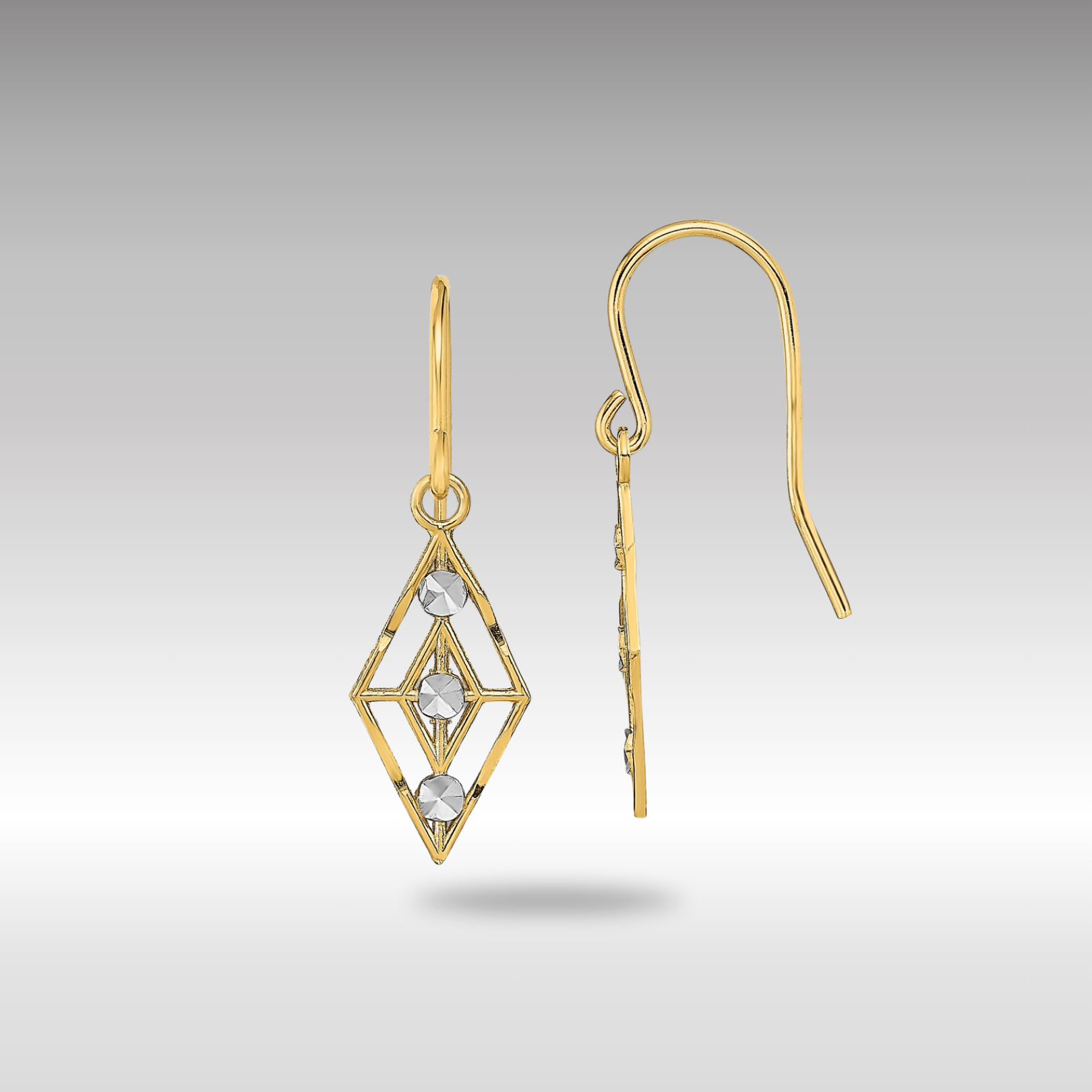 Gold Diamond-cut Small Diamond Shape Wire Earrings - Model TF1897 - Charlie & Co. Jewelry