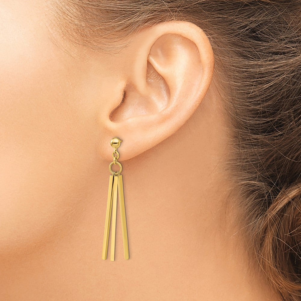 Gold Polished 3 Bar Post Dangle Earrings - Model TF2166 - Charlie & Co. Jewelry