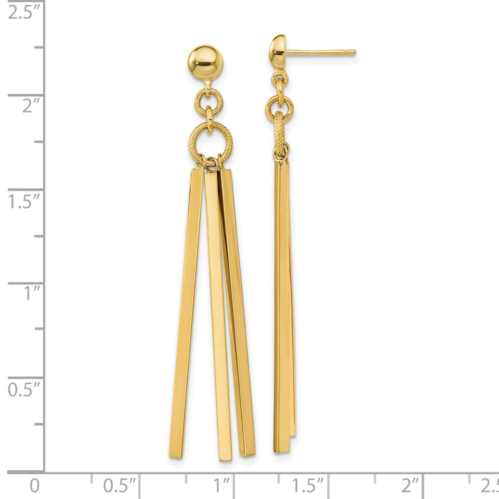 Gold Polished 3 Bar Post Dangle Earrings - Model TF2166 - Charlie & Co. Jewelry