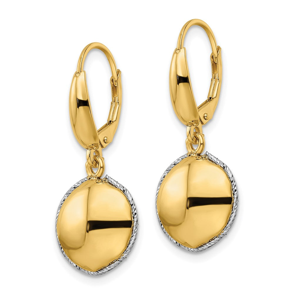 Gold Two-tone Polished D/C Hollow Round Criss Cross Leverback Earrings - Model TF2173 - Charlie & Co. Jewelry