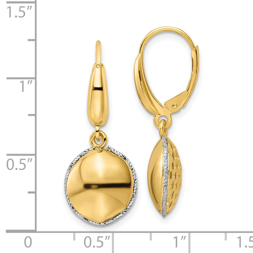 Gold Two-tone Polished D/C Hollow Round Criss Cross Leverback Earrings - Model TF2173 - Charlie & Co. Jewelry