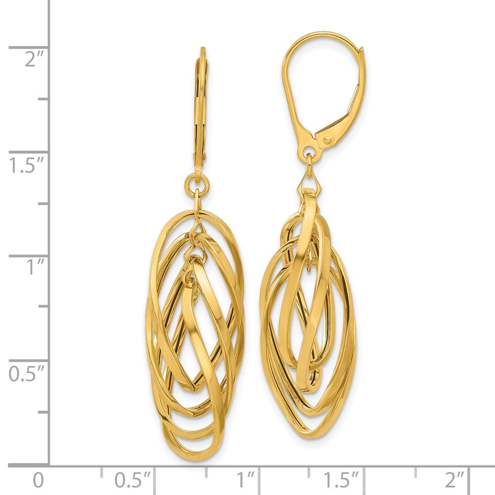 Gold Polished Oval Twisted Dangle Leverback Earrings - Model TF2323 - Charlie & Co. Jewelry