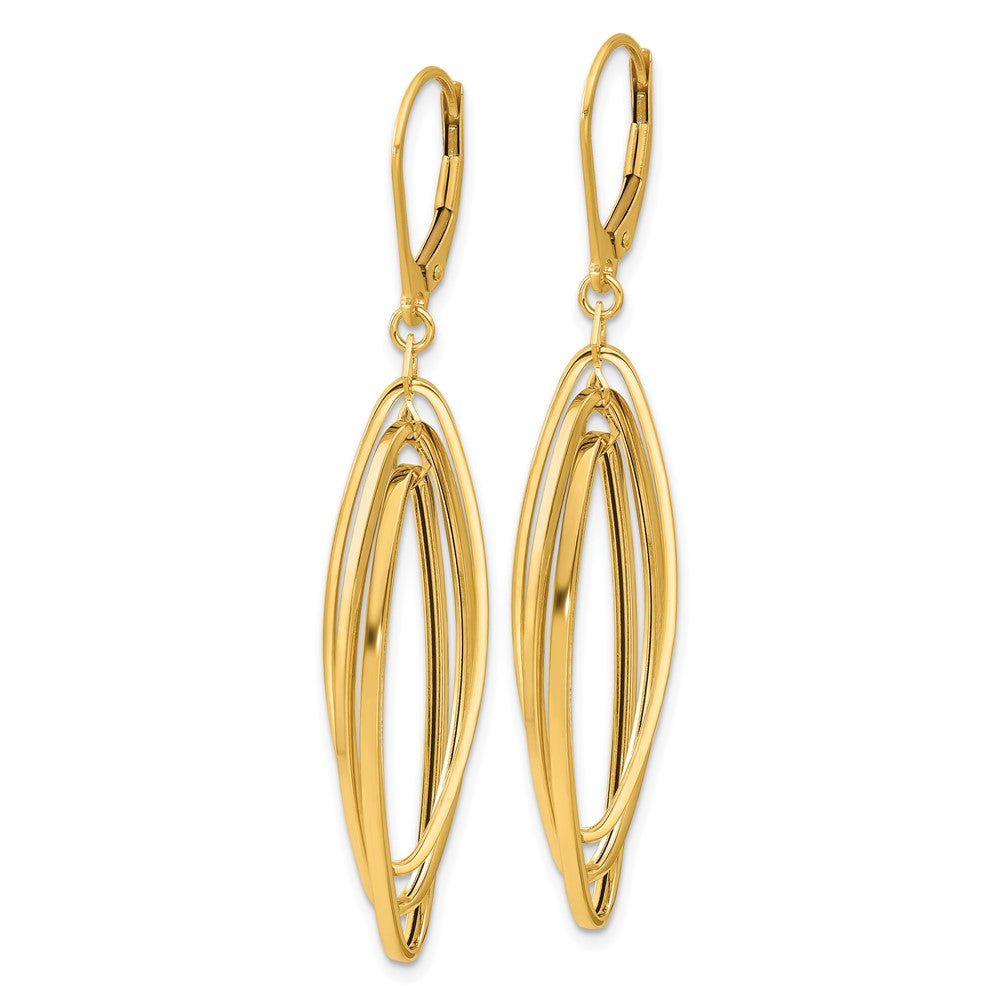 Gold Polished Oval Twisted Dangle Leverback Earrings - Model TF2324 - Charlie & Co. Jewelry