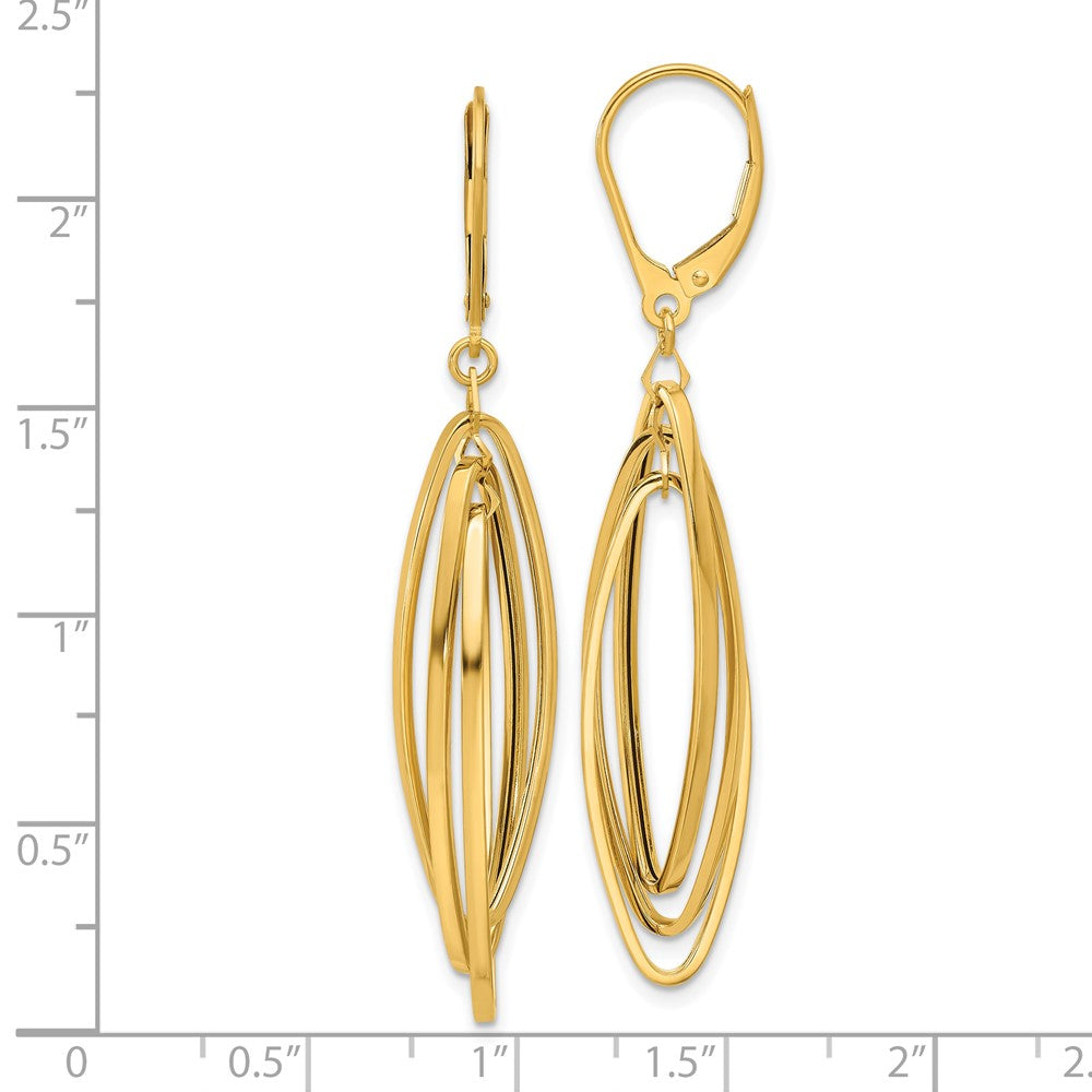 Gold Polished Oval Twisted Dangle Leverback Earrings - Model TF2324 - Charlie & Co. Jewelry