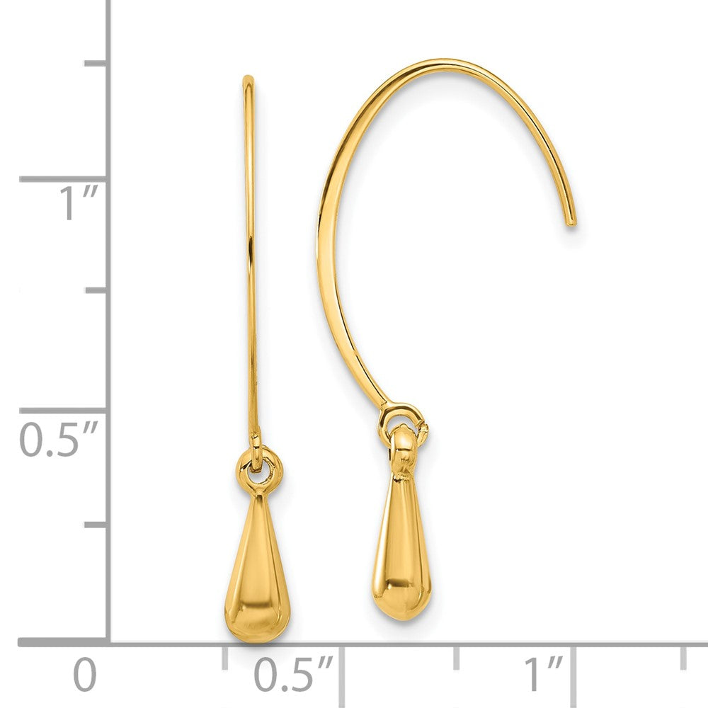 Gold Polished Dangle Threader Hook Earrings - Model TF2325 - Charlie & Co. Jewelry