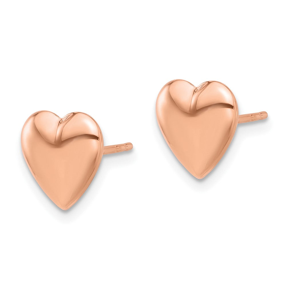 Rose Gold Polished Puffed Heart Post Earrings - Model TF2360R - Charlie & Co. Jewelry