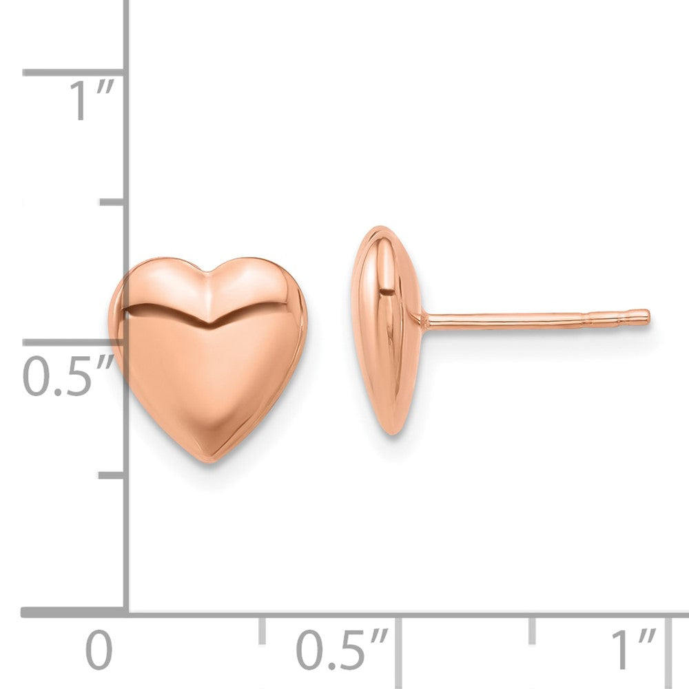 Rose Gold Polished Puffed Heart Post Earrings - Model TF2360R - Charlie & Co. Jewelry