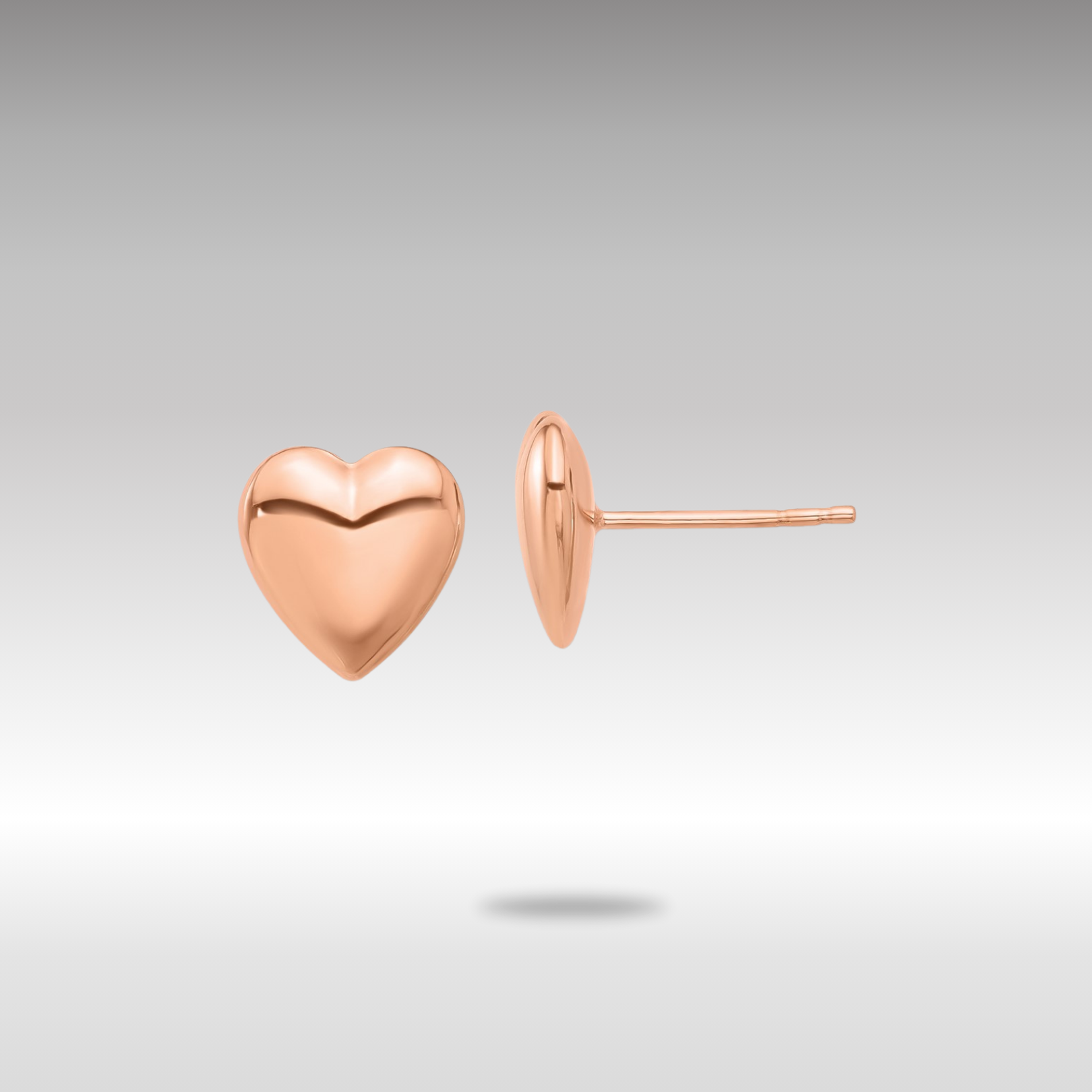 Rose Gold Polished Puffed Heart Post Earrings - Model TF2360R - Charlie & Co. Jewelry