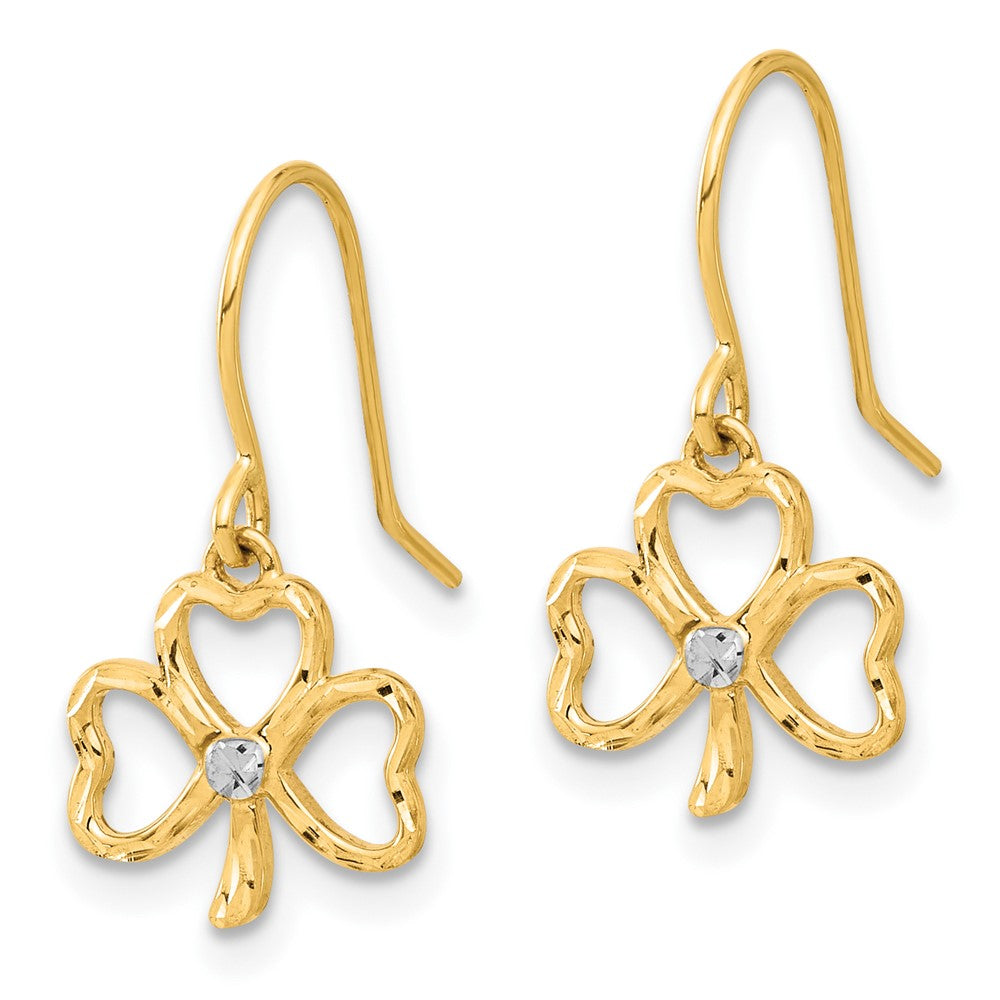 Gold Diamond Cut Clover Dangle Earrings - Model TF2365 - Charlie & Co. Jewelry