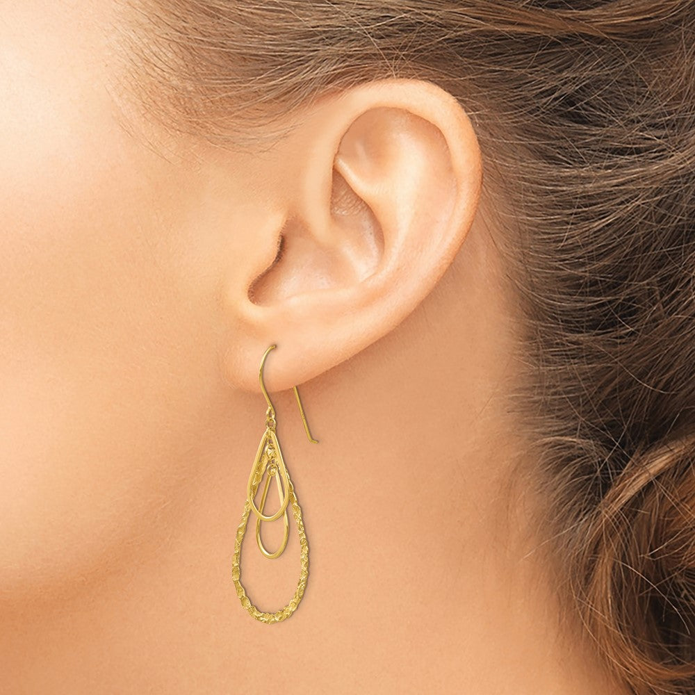 Gold Fancy Tear Drop Earrings - Model TH565 - Charlie & Co. Jewelry