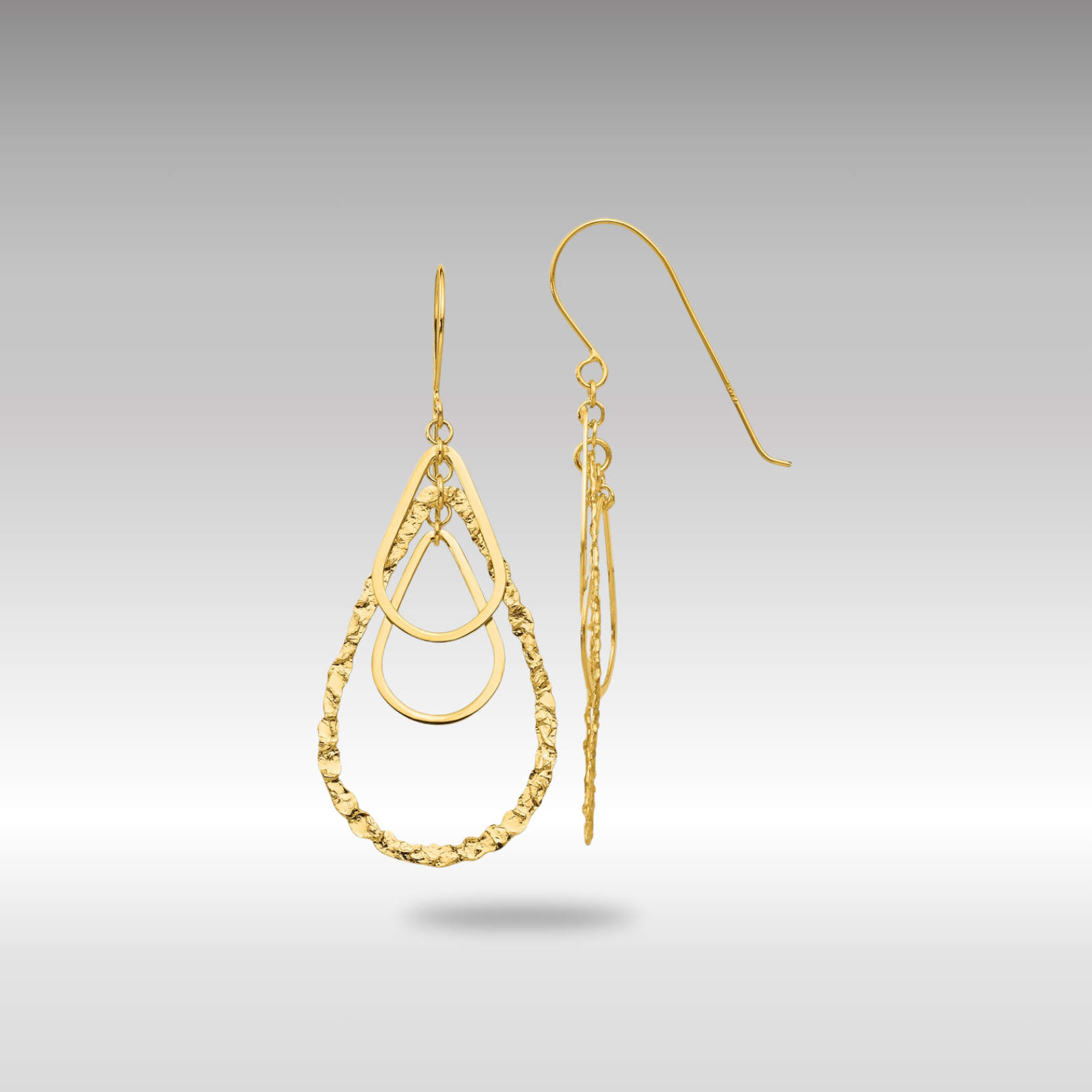 Gold Fancy Tear Drop Earrings - Model TH565 - Charlie & Co. Jewelry