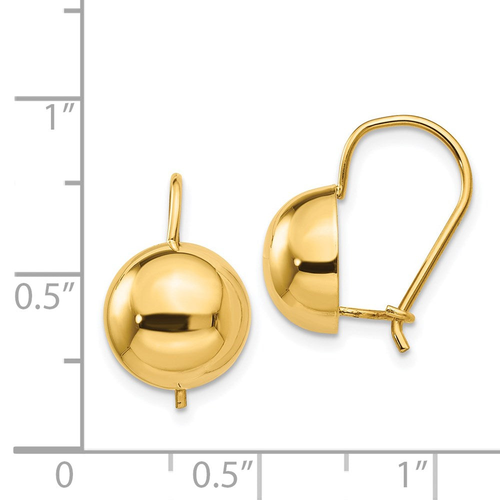 Gold 10.50mm Hollow Half Ball Earrings - Model TH657 - Charlie & Co. Jewelry