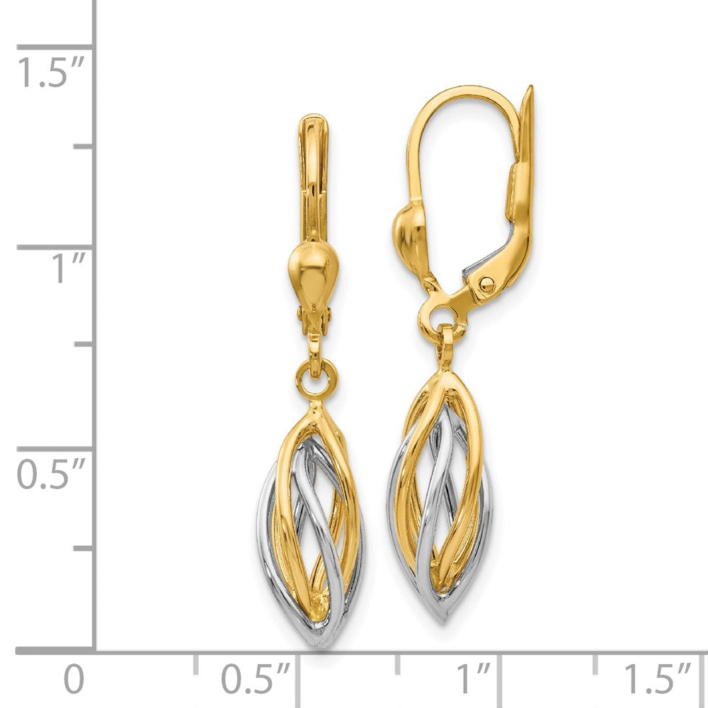 Gold Two-Tone Polished Dangle Leverback Earrings - Model TH857 - Charlie & Co. Jewelry