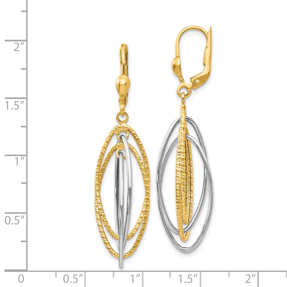 Gold Two-Tone Textured and Polished Dangle Leverback Earrings - Model TH872 - Charlie & Co. Jewelry