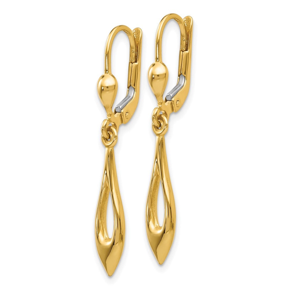 Gold Polished Dangle Leverback Earrings - Model TH926 - Charlie & Co. Jewelry