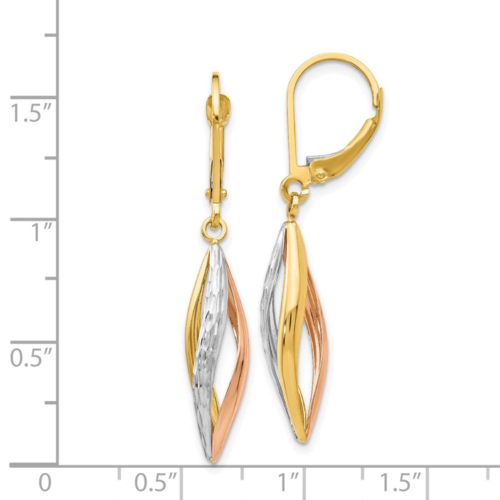 Gold Two-tone with White Rhodium Diamond-cut Leverback Earrings - Model TH927 - Charlie & Co. Jewelry