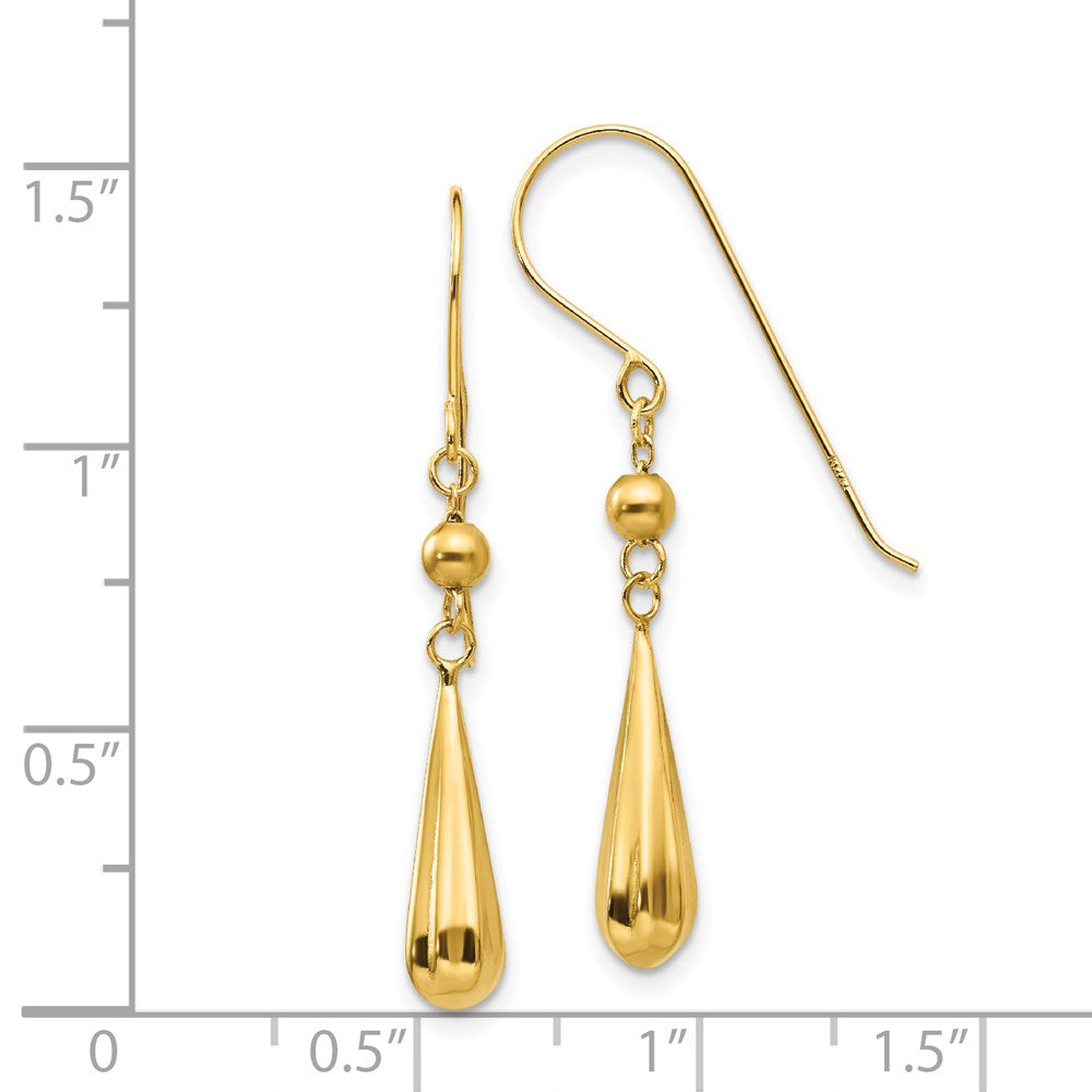 Gold Grooved Puffed Teardrop Shepherd Hook Earrings Model-TH930 - Charlie & Co. Jewelry