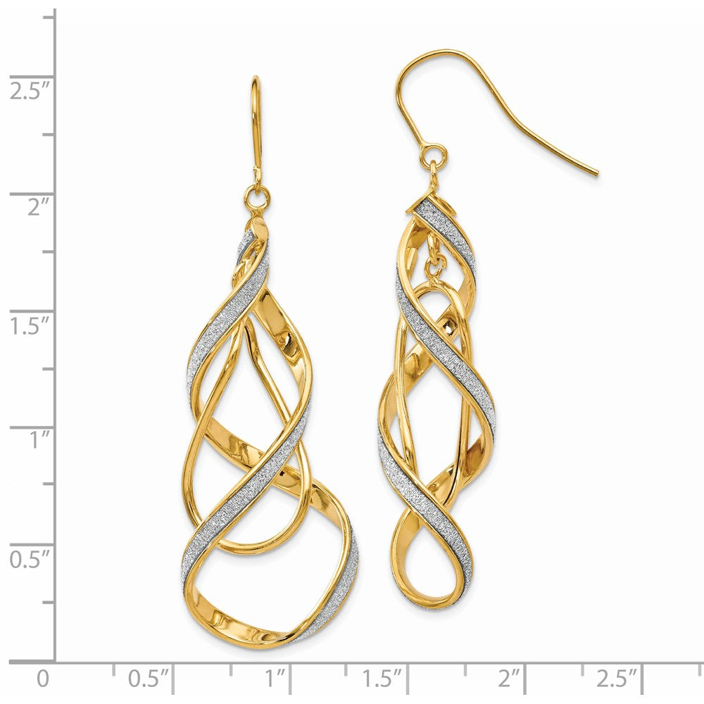 Gold Polished Glitter Infused Spiral Dangle Earrings - Model TH935 - Charlie & Co. Jewelry