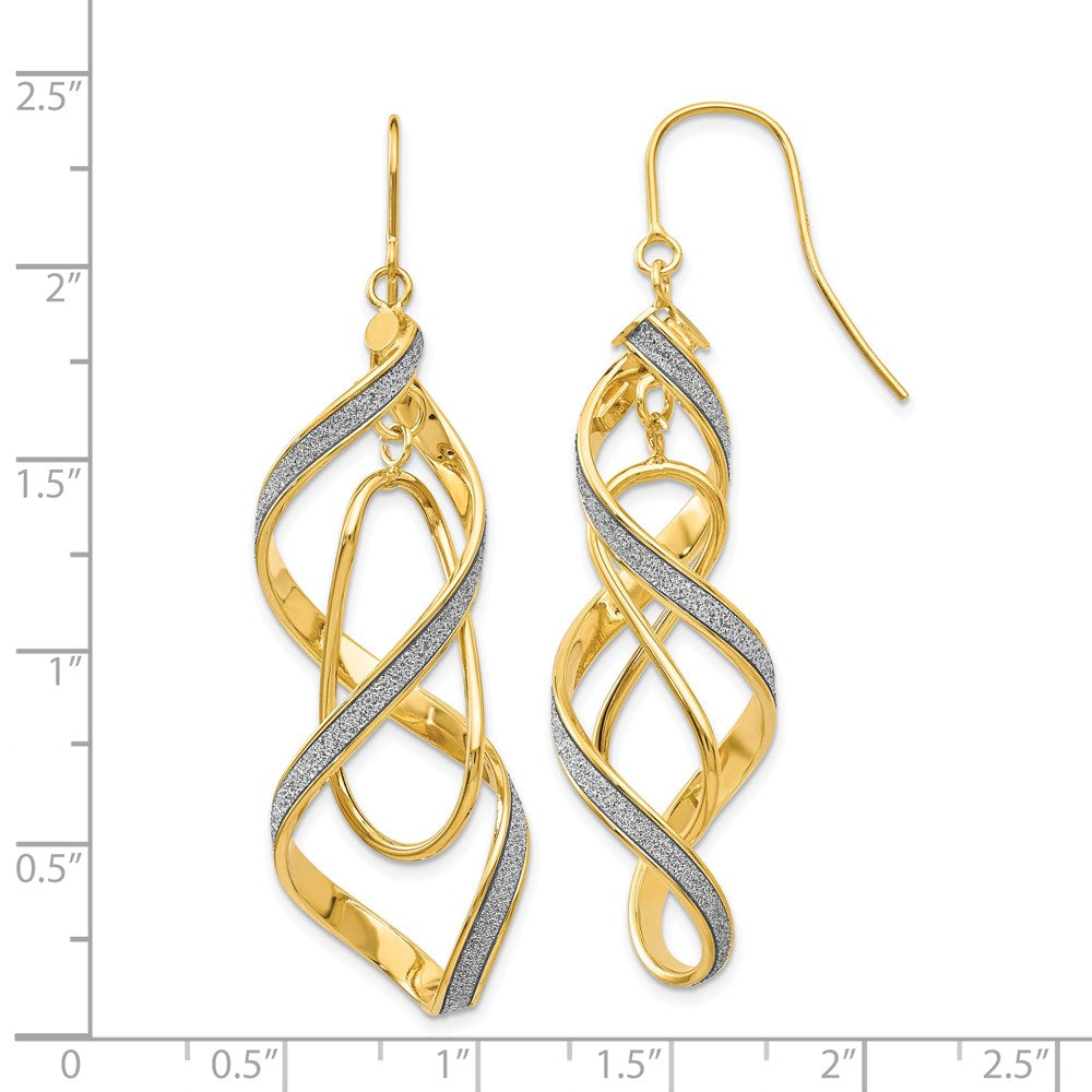 Gold Polished Glitter Infused Spiral Dangle Earrings - Model TH935 - Charlie & Co. Jewelry