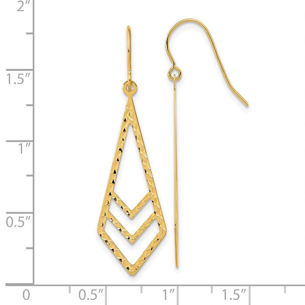 Gold Polished and Textured Dangle Earrings - Model TL1019 - Charlie & Co. Jewelry