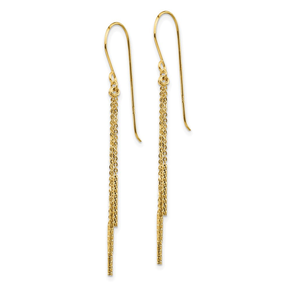 Gold Polished Diamond-cut Chain and Bar Shepherd Hook Earrings Model-TL1041 - Charlie & Co. Jewelry