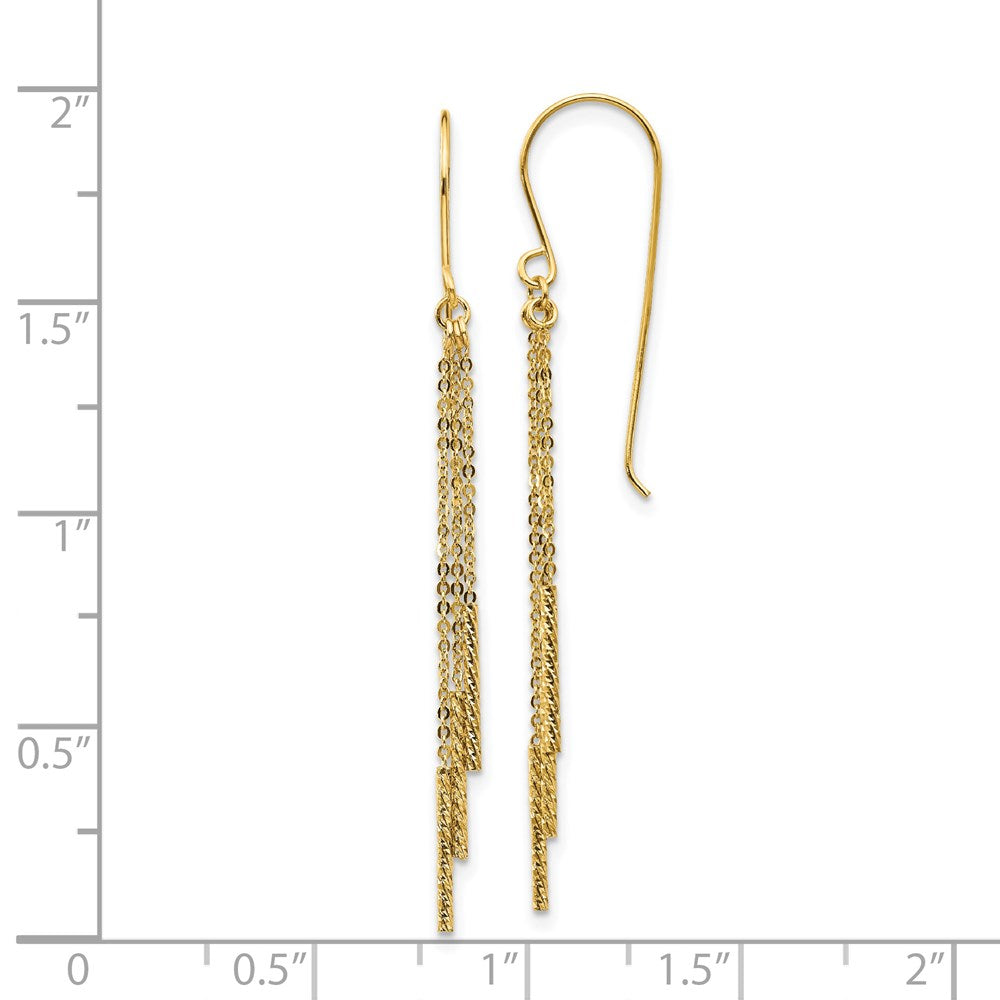 Gold Polished Diamond-cut Chain and Bar Shepherd Hook Earrings Model-TL1041 - Charlie & Co. Jewelry