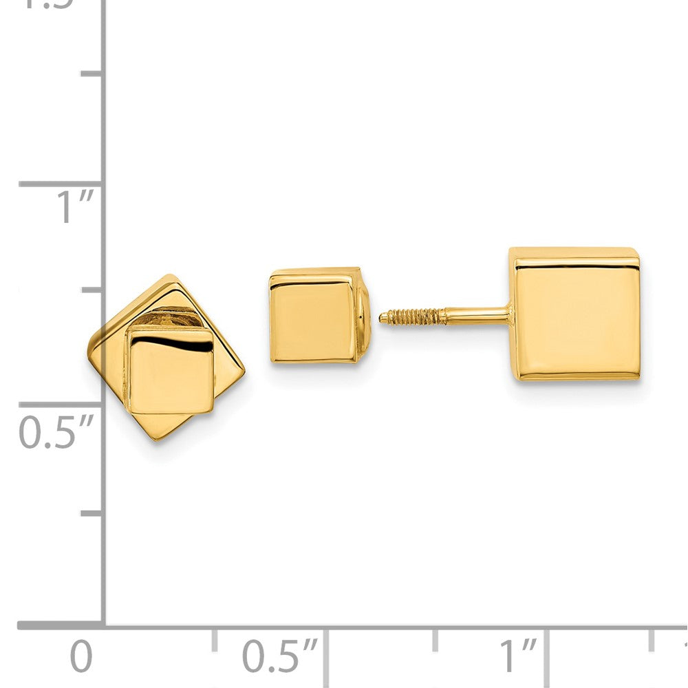 Gold 5mm/7mm Cube Front and Back Post Screwback Earrings - Model TL1100 - Charlie & Co. Jewelry