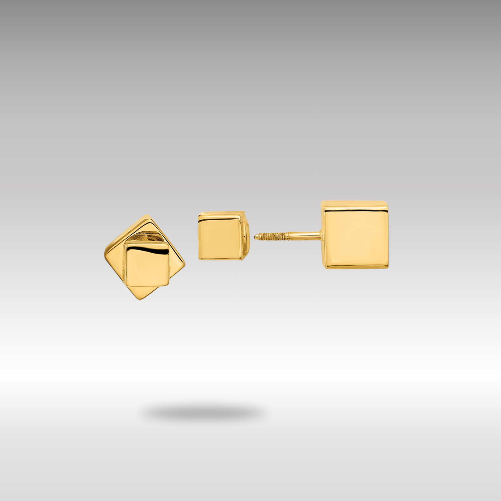 Gold 5mm/7mm Cube Front and Back Post Screwback Earrings - Model TL1100 - Charlie & Co. Jewelry