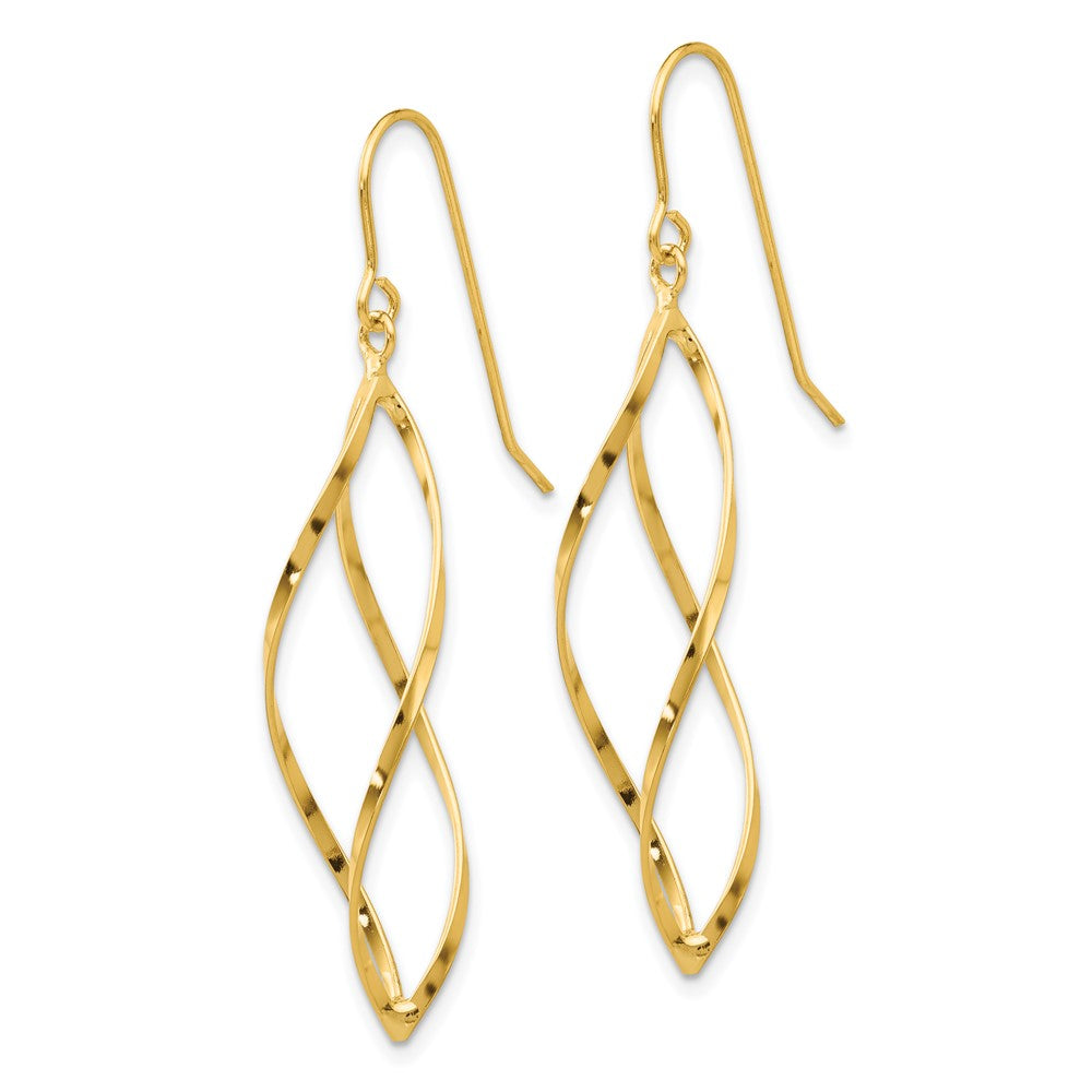 Gold Fancy Twisted Dangle Earrings Model-TL428 - Charlie & Co. Jewelry