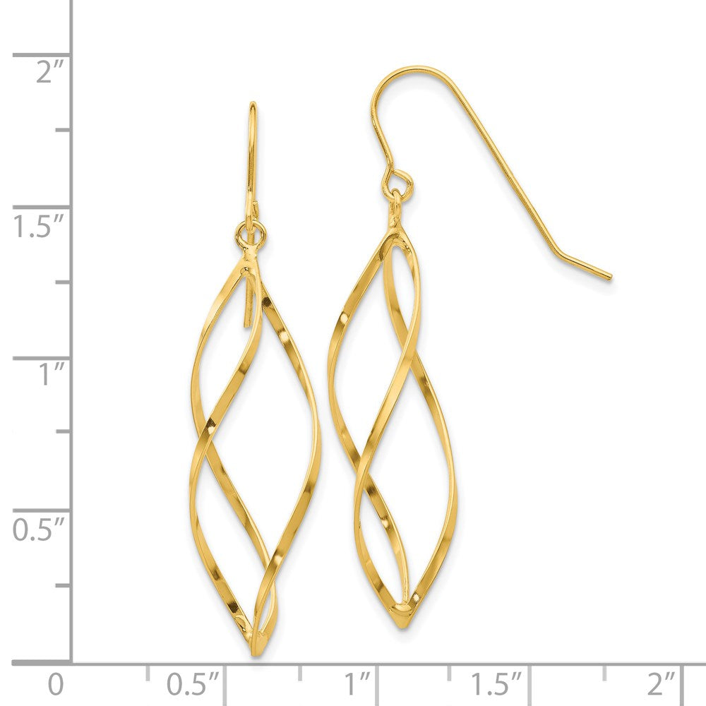 Gold Fancy Twisted Dangle Earrings Model-TL428 - Charlie & Co. Jewelry