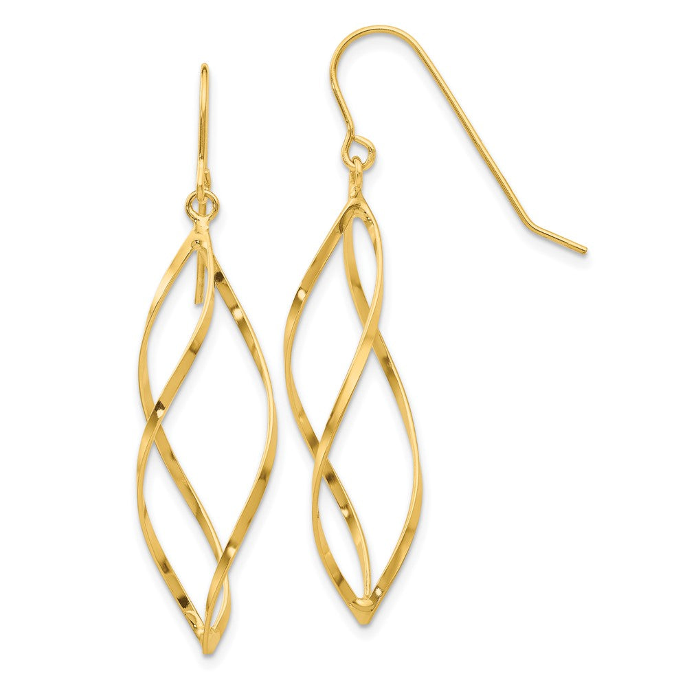 Gold Fancy Twisted Dangle Earrings Model-TL428 - Charlie & Co. Jewelry