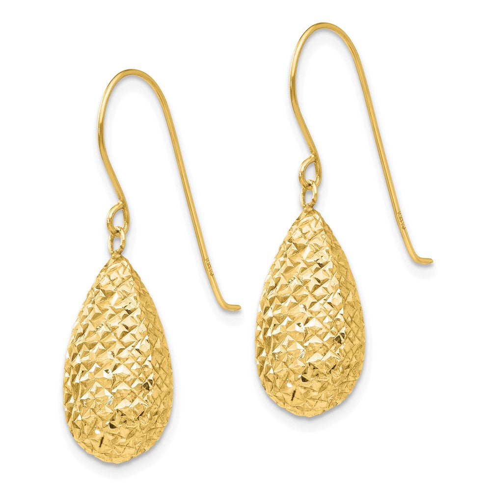 Gold Puff Teardrop Earrings - Model TL501 - Charlie & Co. Jewelry