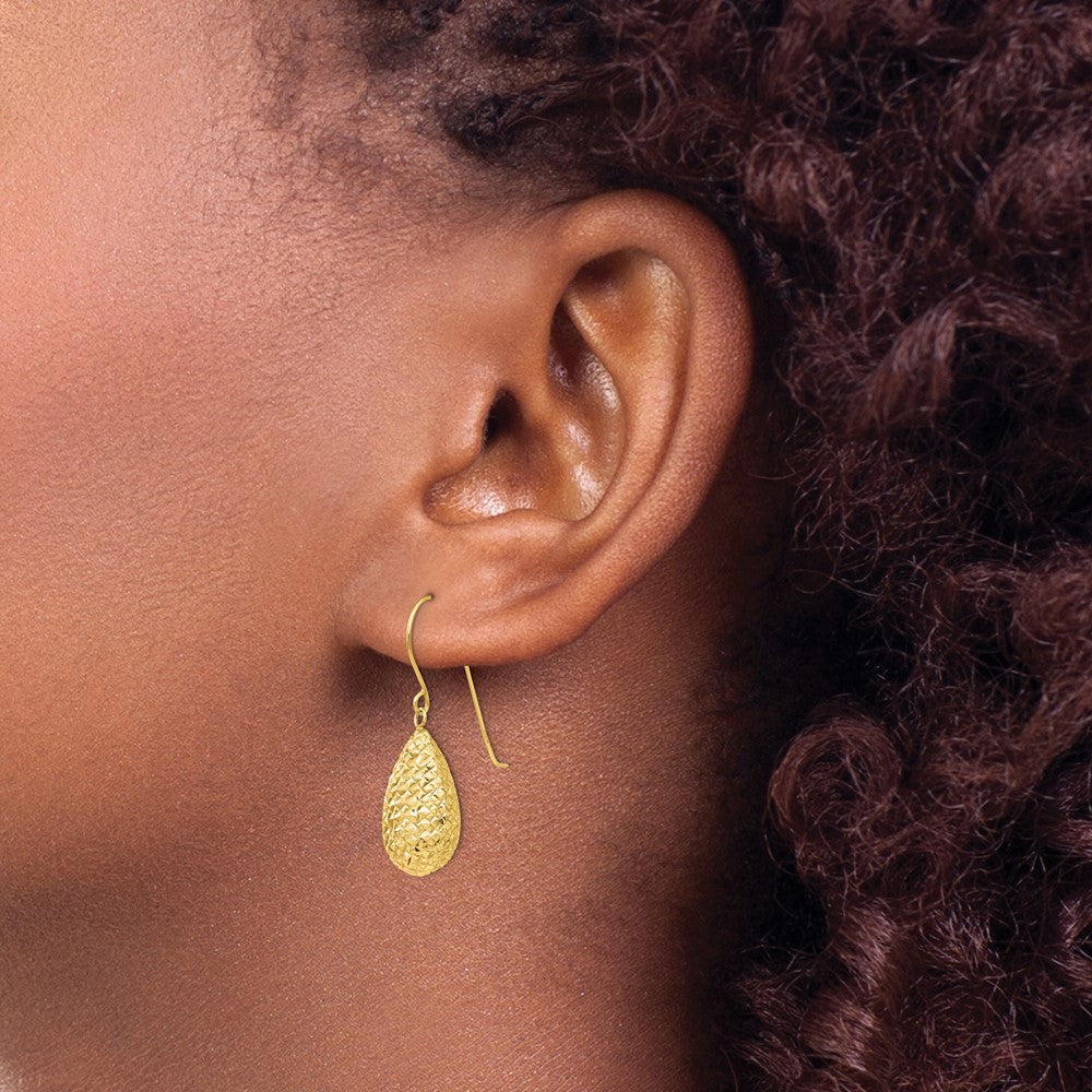 Gold Puff Teardrop Earrings - Model TL501 - Charlie & Co. Jewelry