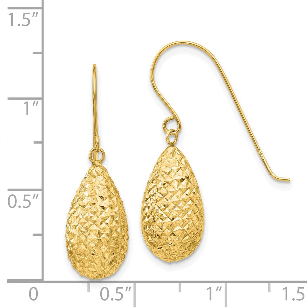 Gold Puff Teardrop Earrings - Model TL501 - Charlie & Co. Jewelry