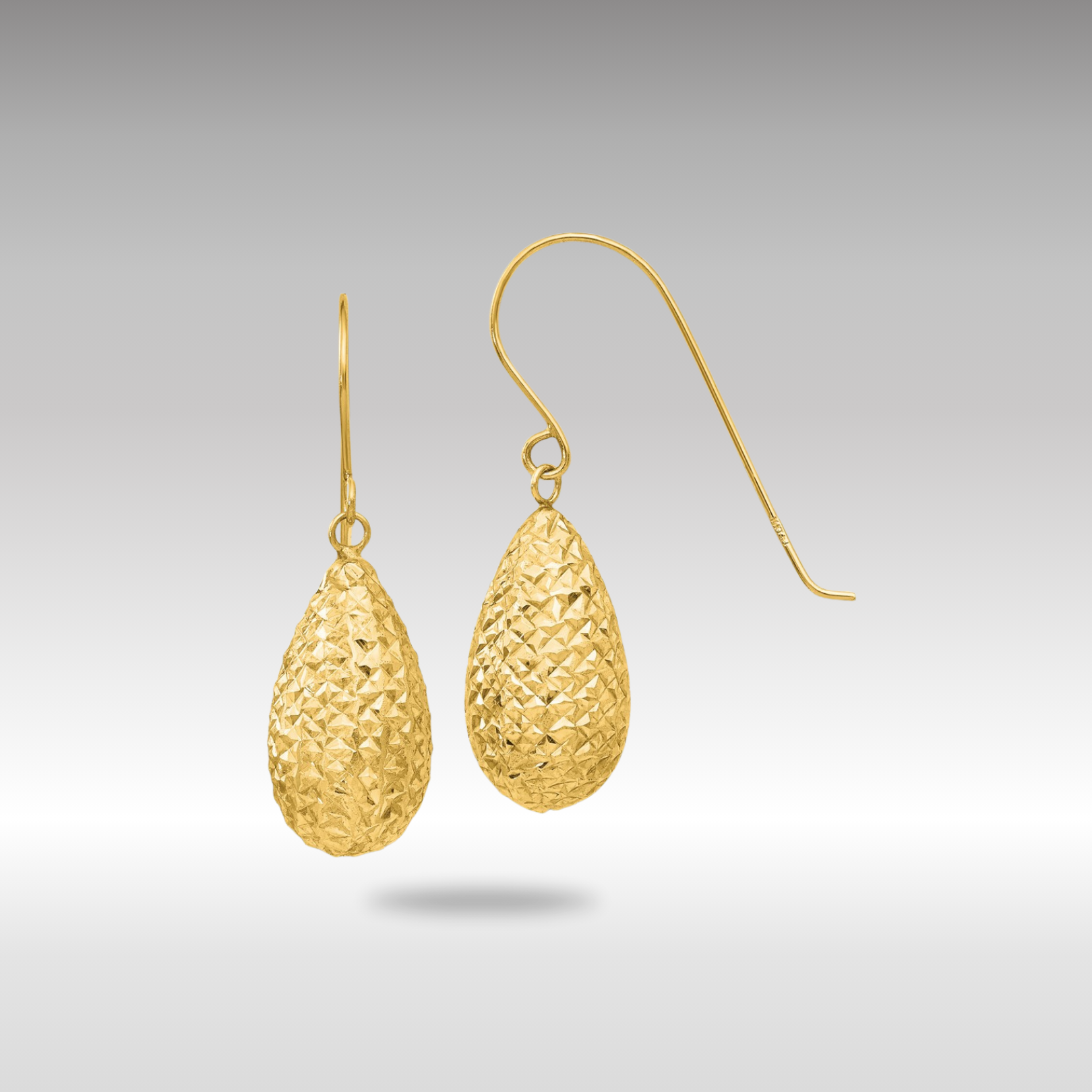 Gold Puff Teardrop Earrings - Model TL501 - Charlie & Co. Jewelry