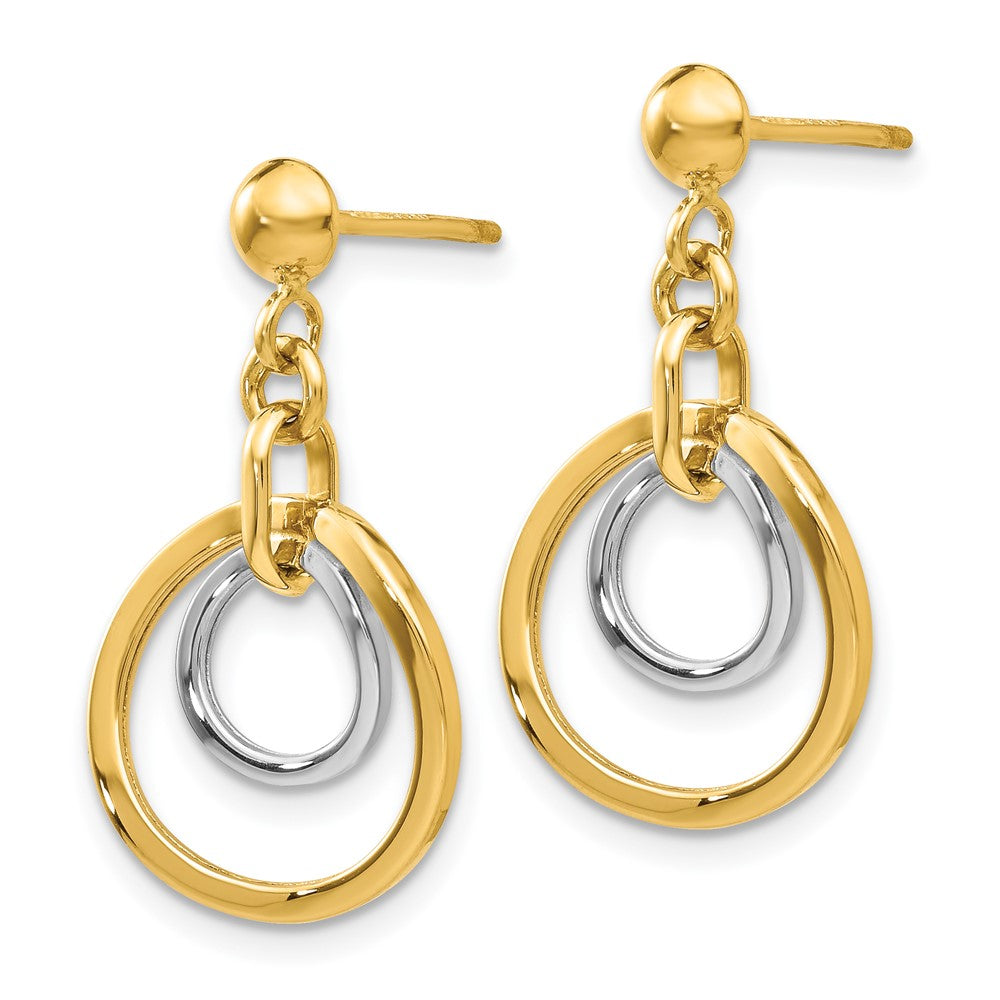 Gold Two-tone Circle Post Dangle Earrings - Model TL798 - Charlie & Co. Jewelry