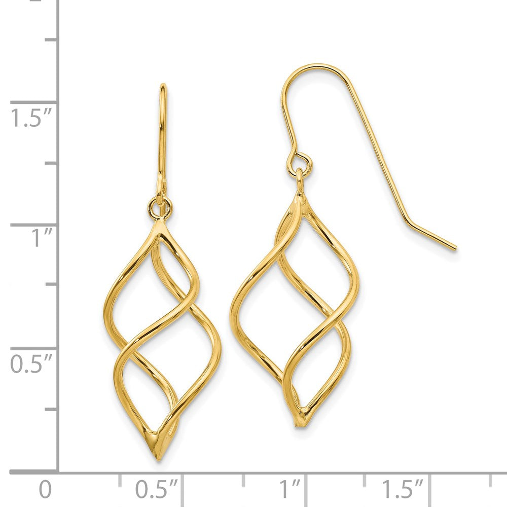 Gold Polished Short Twisted Dangle Earrings Model-TL830 - Charlie & Co. Jewelry