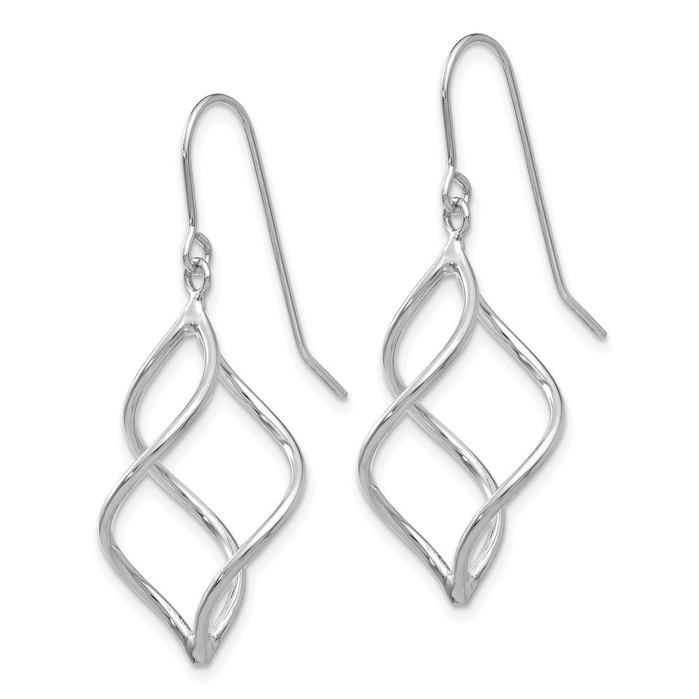 White Gold Polished Short Twisted Dangle Earrings Model-TL831 - Charlie & Co. Jewelry