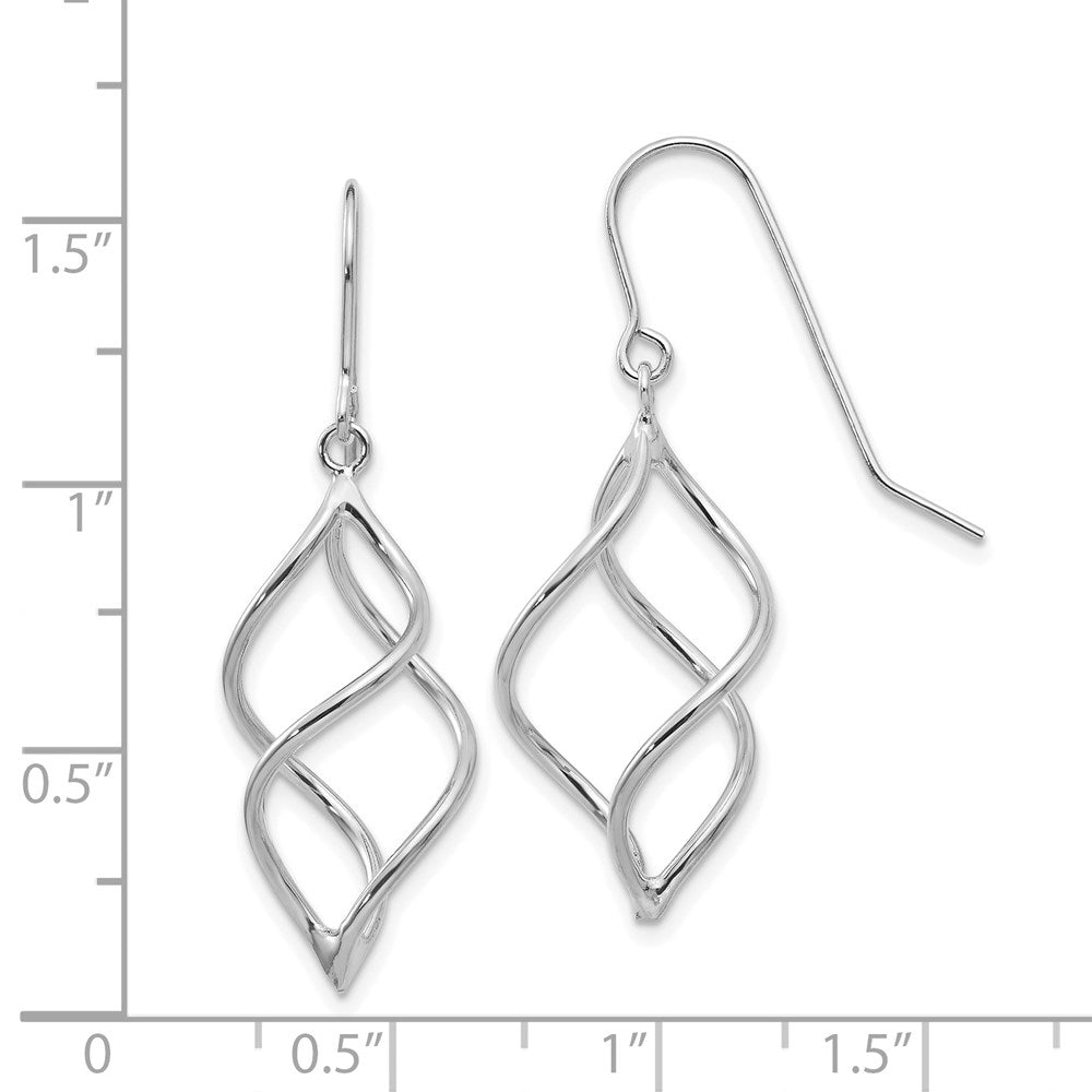 White Gold Polished Short Twisted Dangle Earrings Model-TL831 - Charlie & Co. Jewelry