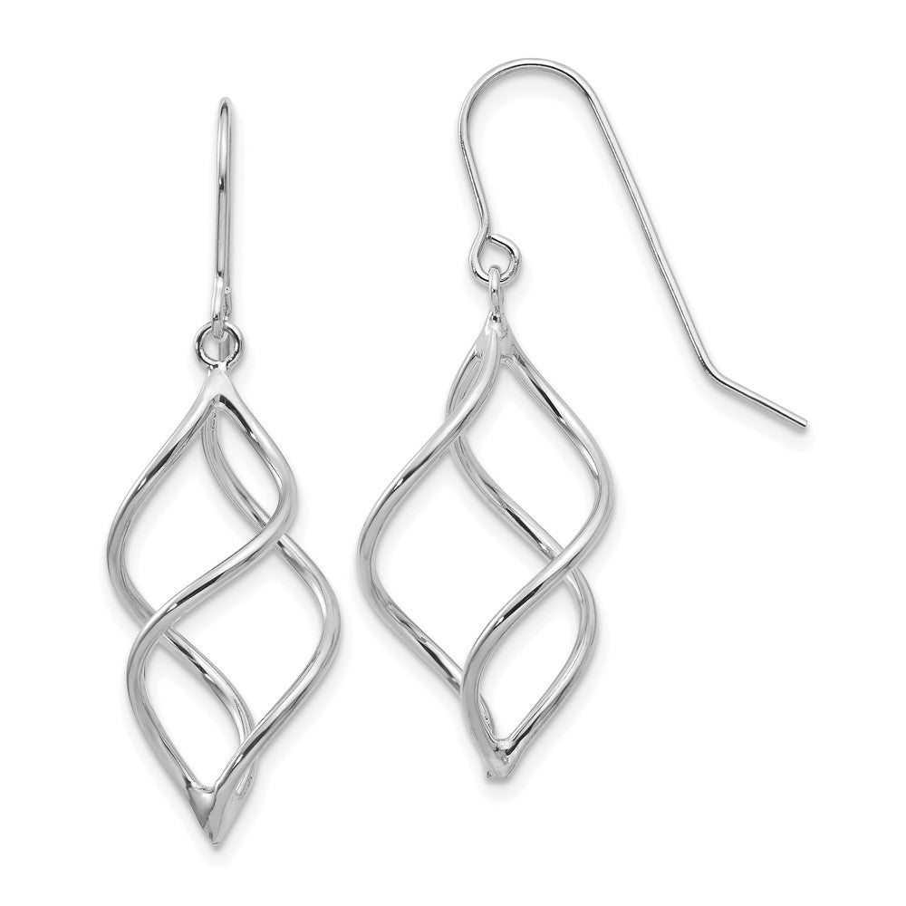 White Gold Polished Short Twisted Dangle Earrings Model-TL831 - Charlie & Co. Jewelry