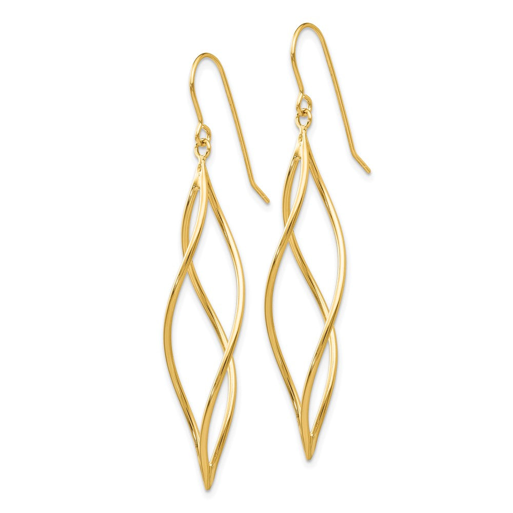 Gold Polished Long Twisted Dangle Earrings Model-TL832 - Charlie & Co. Jewelry