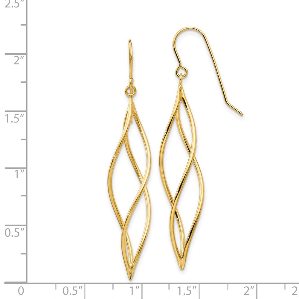 Gold Polished Long Twisted Dangle Earrings Model-TL832 - Charlie & Co. Jewelry