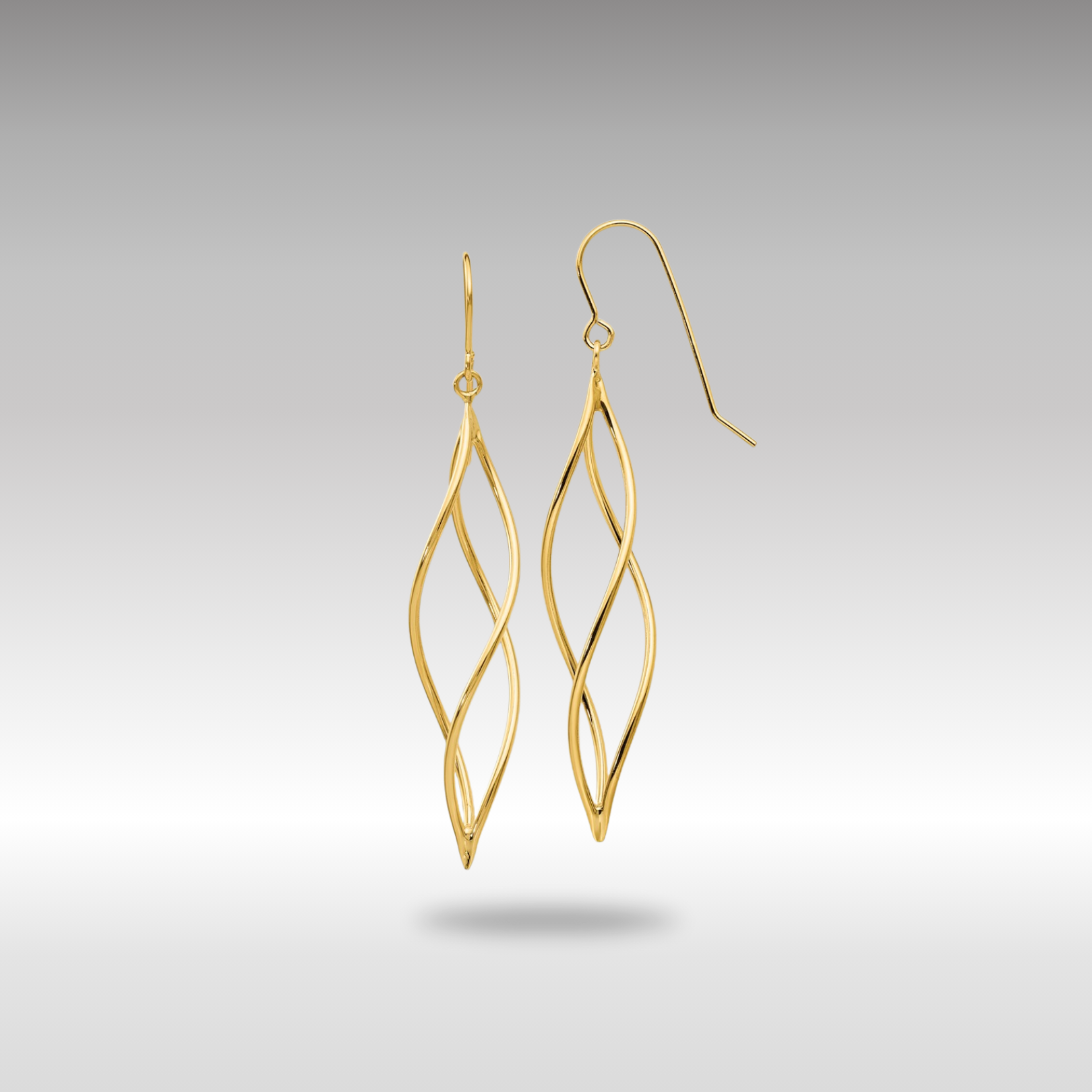 Gold Polished Long Twisted Dangle Earrings Model-TL832 - Charlie & Co. Jewelry