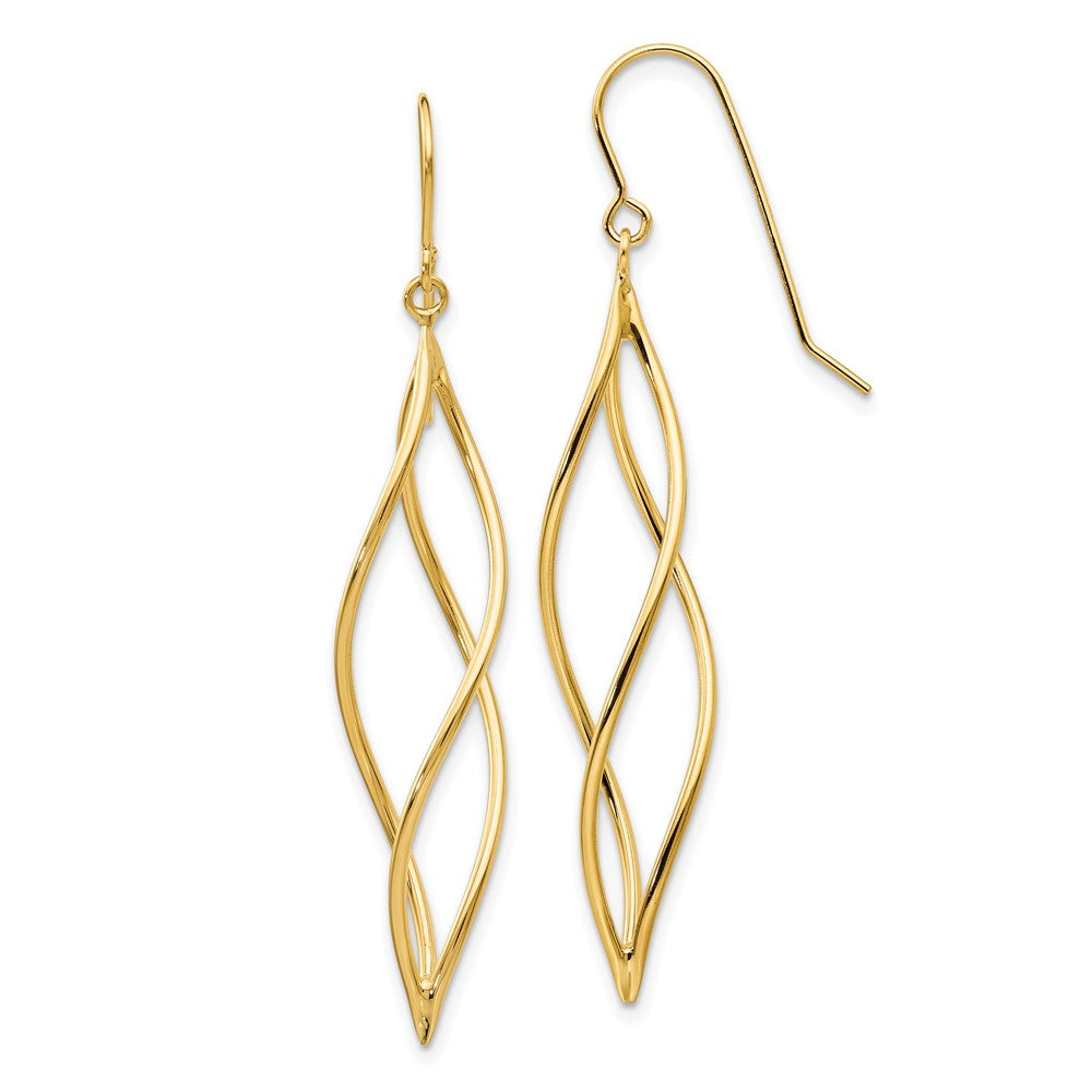 Gold Polished Long Twisted Dangle Earrings Model-TL832 - Charlie & Co. Jewelry