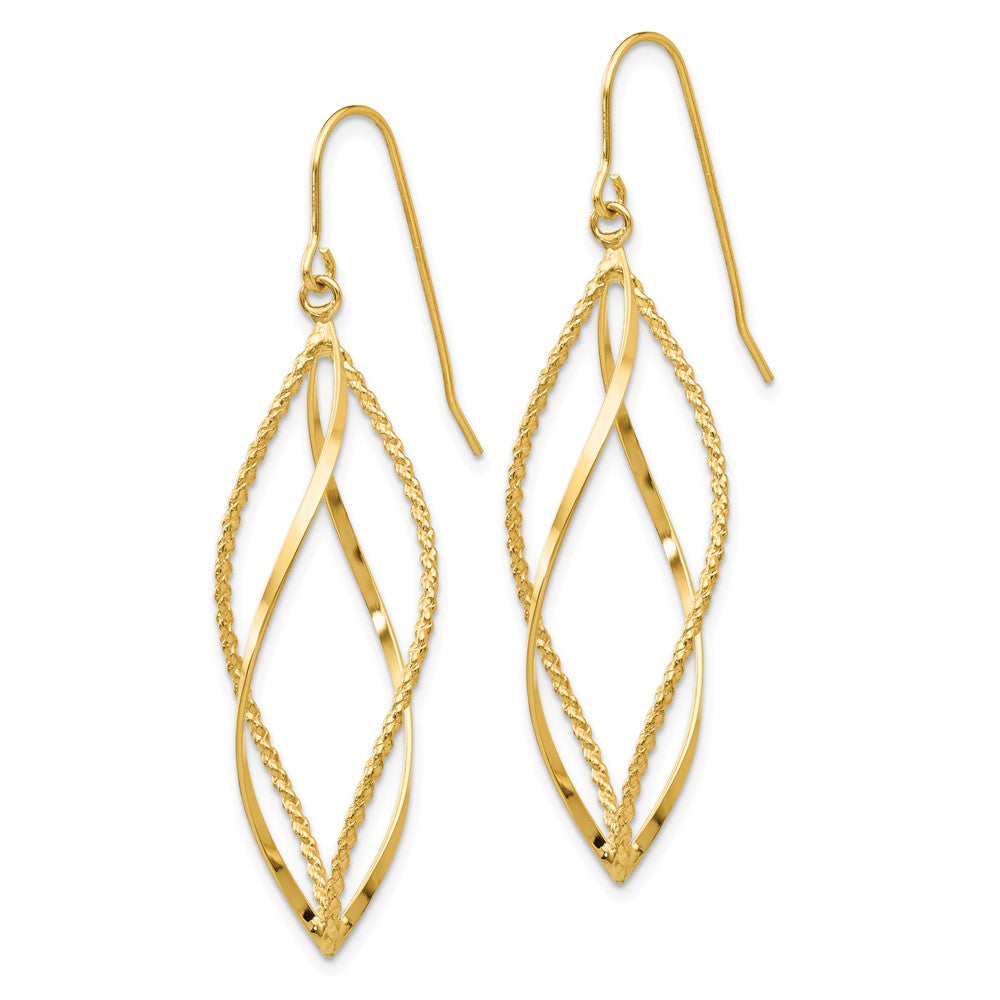 Gold Polished and Textured Twisted Dangle Earrings - Model TL834 - Charlie & Co. Jewelry