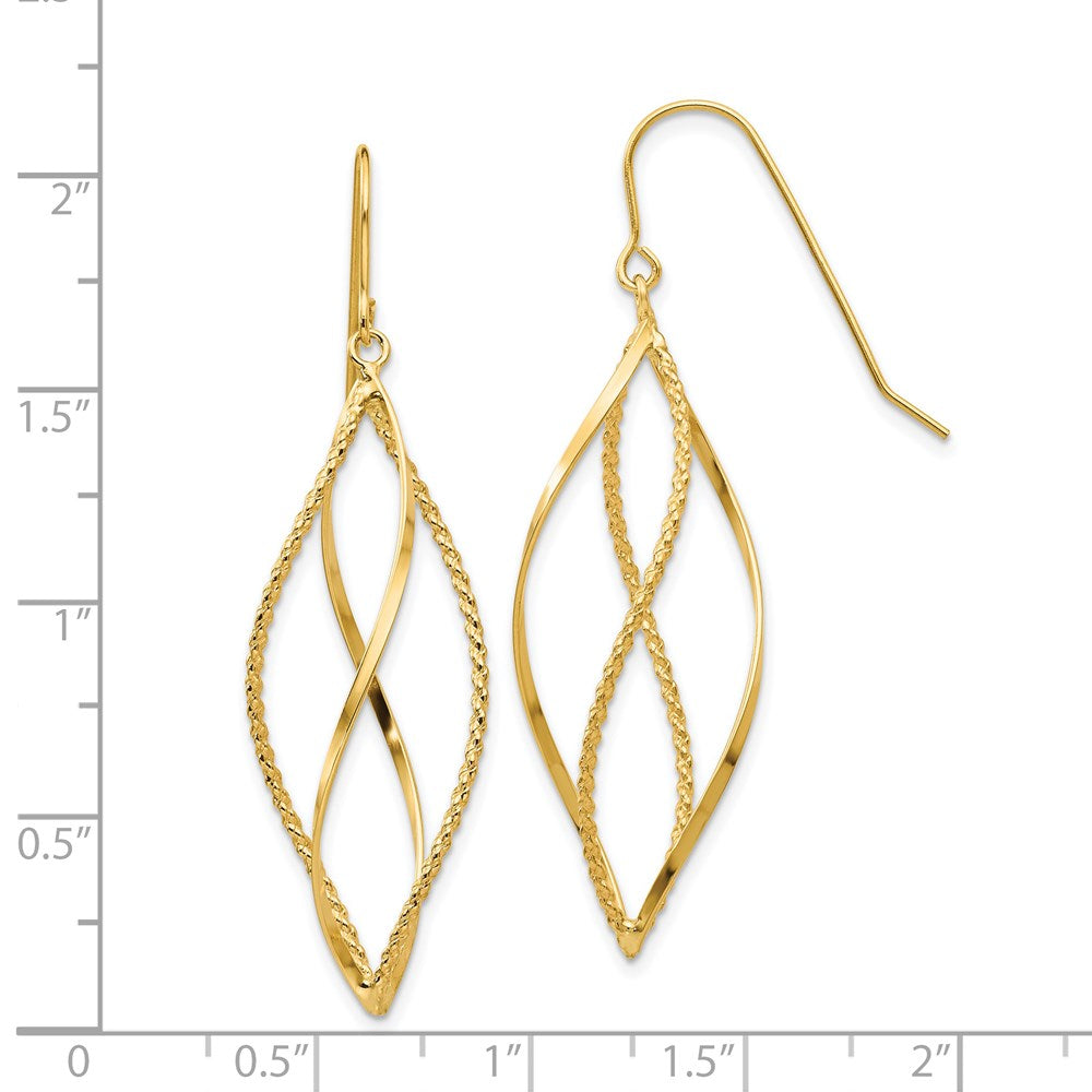 Gold Polished and Textured Twisted Dangle Earrings - Model TL834 - Charlie & Co. Jewelry