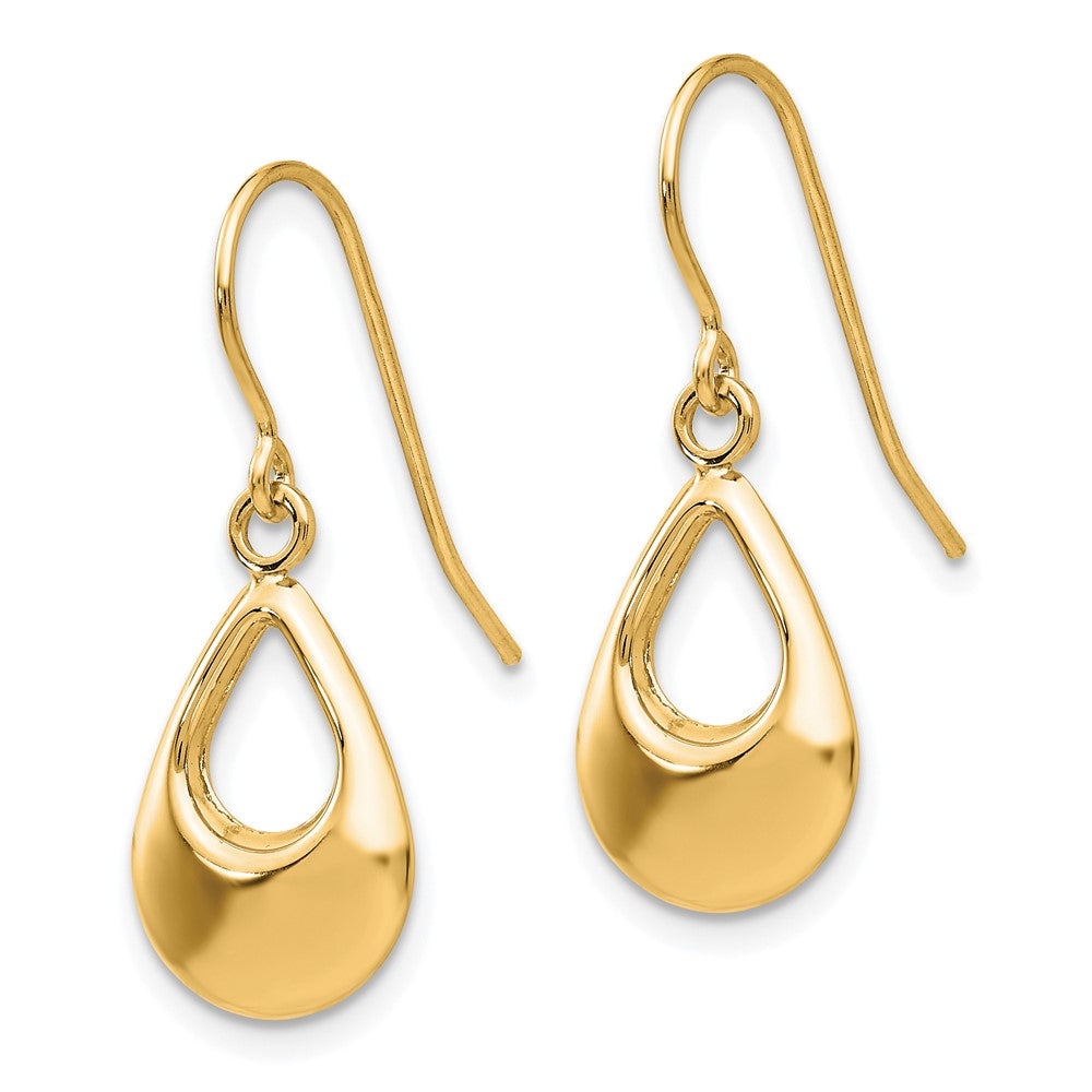 Gold Teardrop Hollow Dangle Earrings - Model TL846Y - Charlie & Co. Jewelry