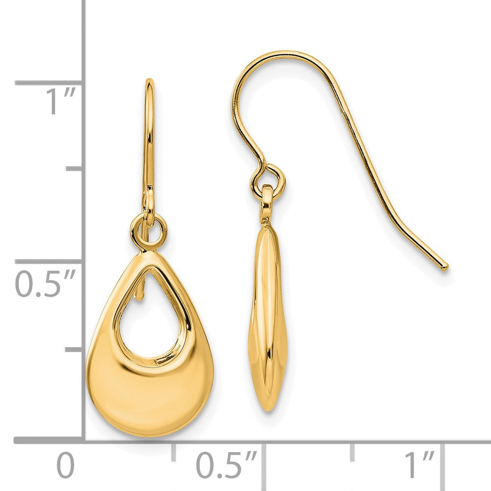 Gold Teardrop Hollow Dangle Earrings - Model TL846Y - Charlie & Co. Jewelry